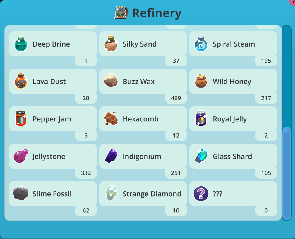 Slime Science Refinery Resources